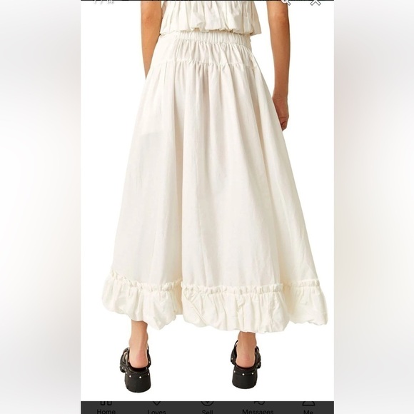 NWT Free People Favorite Part Ruffle Cotton Tie-Waist Midi-Skirt in White Sz XS - Picture 5 of 15